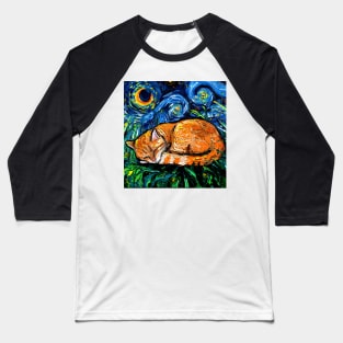 Orange Tabby Night full image Baseball T-Shirt